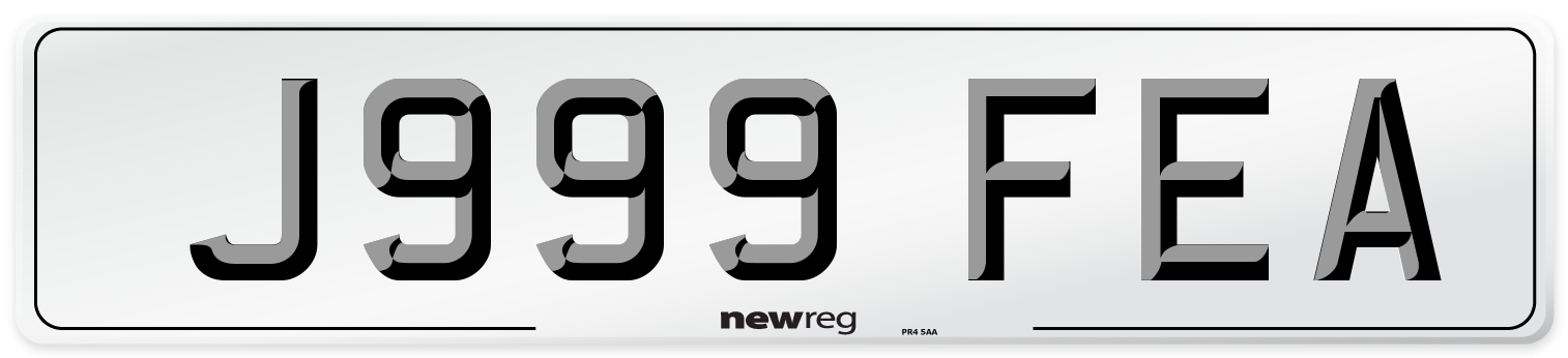 J999 FEA Number Plate from New Reg